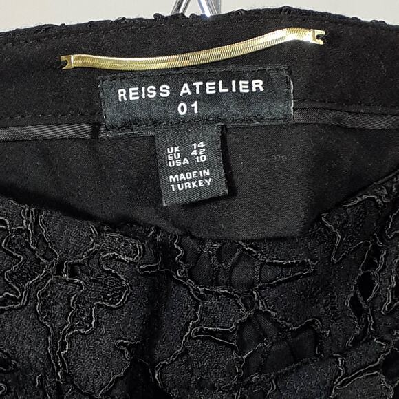 Reiss Black Lace Wide-Leg Pants - Picture 4 of 4